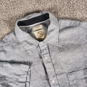 Panama Jack Large 100% Linen Mens Blue Button Down Shirt